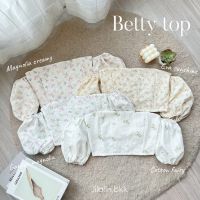 BETTY TOP เสื้อครอปลายดอกไม้ เสื้อเกาะอกแขนต่อ เสื้อปาดไหล่ เสื้อลายดอกไม้ jilalin.bkk