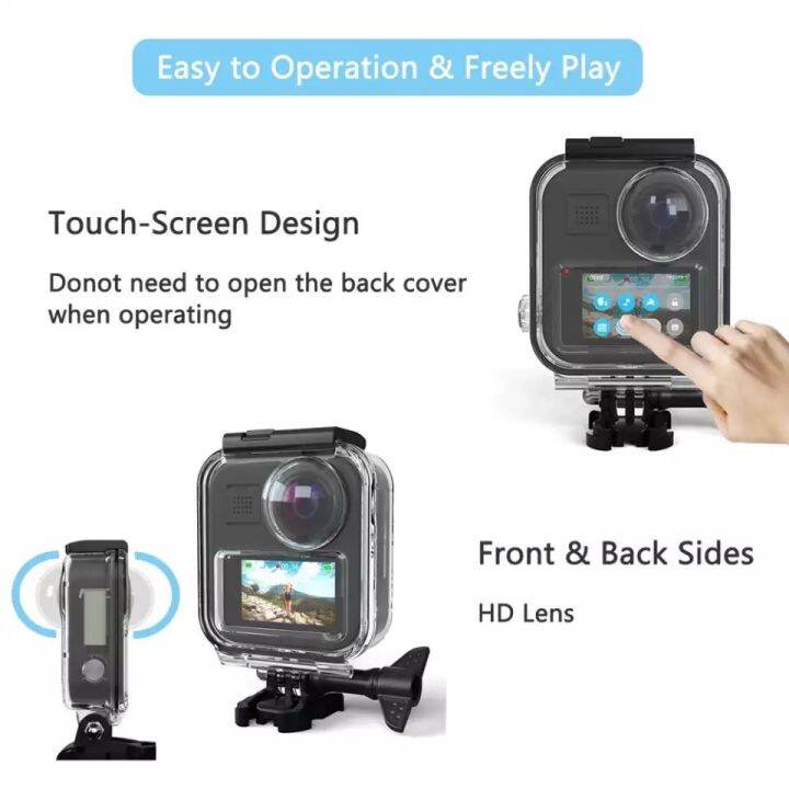 เคสกันน้ำ-gopro-max-รุ่นทัชสกรีน-waterproof-housing-case-for-gopro-max-diving-protection-underwater-dive-cover-hd-touchscreen-for-gopro-max-camera-accessories