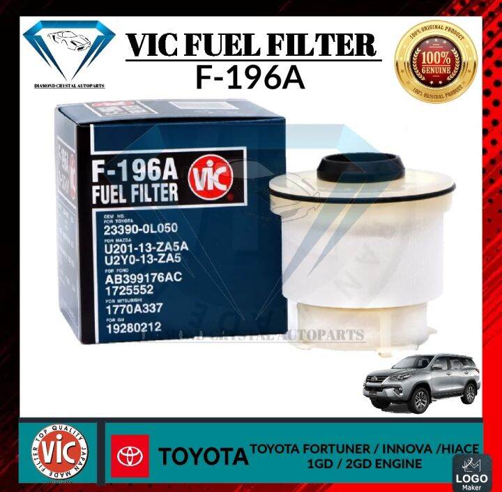 VIC FUEL FILTER F196A (ELEMENT TYPE) TOYOTA FORTUNER /INNOVA /HILUX