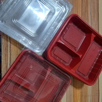 DGPH [25 PCS] 3-Division Disposable Bento Box with Plastic Lid (P9