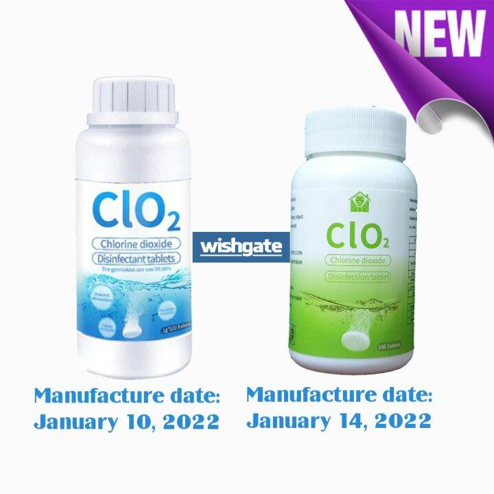 WISHGATE Chlorine Dioxide Disinfectant Tablet, 100 Effervescent Tablets