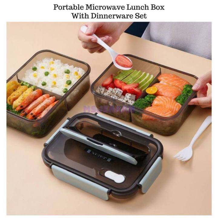 Portable Microwave Lunch Box With Dinnerware Set Bento Box Student