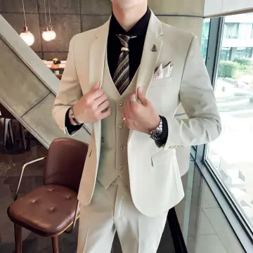 khaki mens suit mens business formal wedding prom graduation
