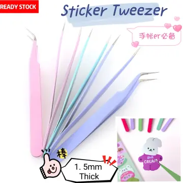 2pcs/Set Colored Stainless Steel Tweezers With Pointed & Bent Tip For  Scrapbooking, Sticker Or Decal Application