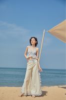 CORAL REEF PANTS - กางเกงเอวสูง ระบายข้าง