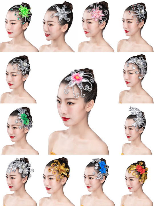 Dance Headdress Performance Stage Yangko Floral Headdress Classical Dance  New Dai Dance Hair Accessories Opening Dance Folk Dance | Lazada