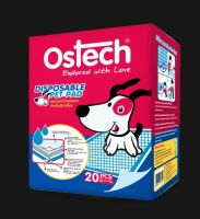 แผ่นรองซับอเนกประสงค์ Ostech สำหรับสัตว์เลี้ยง ขนาด 60×90 เซนติเมตร หนา 5 ชั้น  รุ่นมีแถบกาวติดพื้น