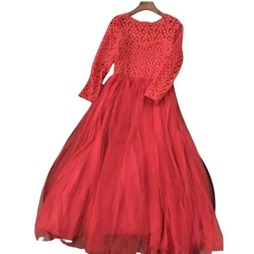 Đầm nữ dạ hội màu đỏ ren lưới có lót thời trang Xuất xứ Quảng châu ...