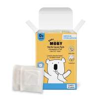 Moby ผ้าก๊อซเช็ดฟัน เช็ดลิ้นเด็ก สเตอไรส์ แบบกล่อง Sterile Gauze Pads 40 ซอง ซองละ 2 ชิ้น