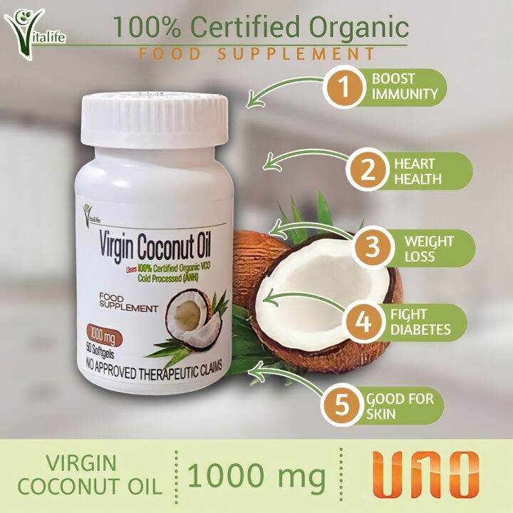Vitalife Virgin Coconut Oil 1000mg 50 softgel Lazada PH
