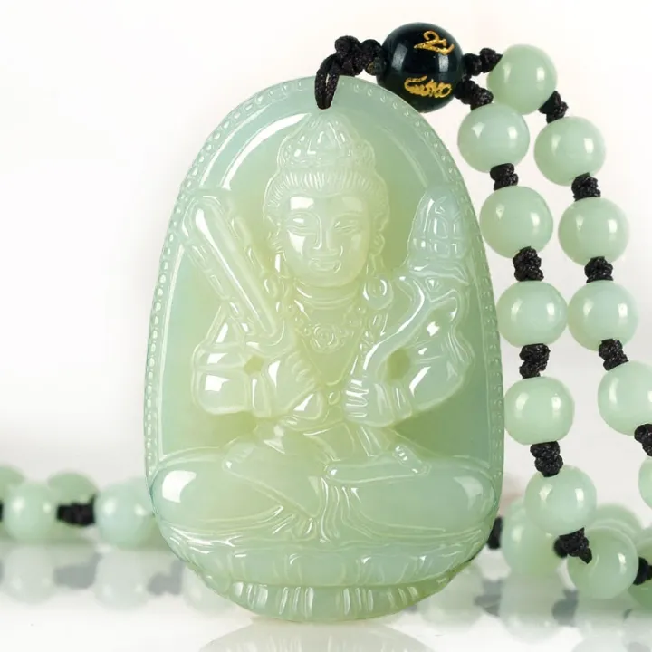 Hetian Jade Buddha Pendant Men and Women Zodiac Eight Patron Saints Necklace Puxian Void Tibetan Bodhisattva Guanyin
