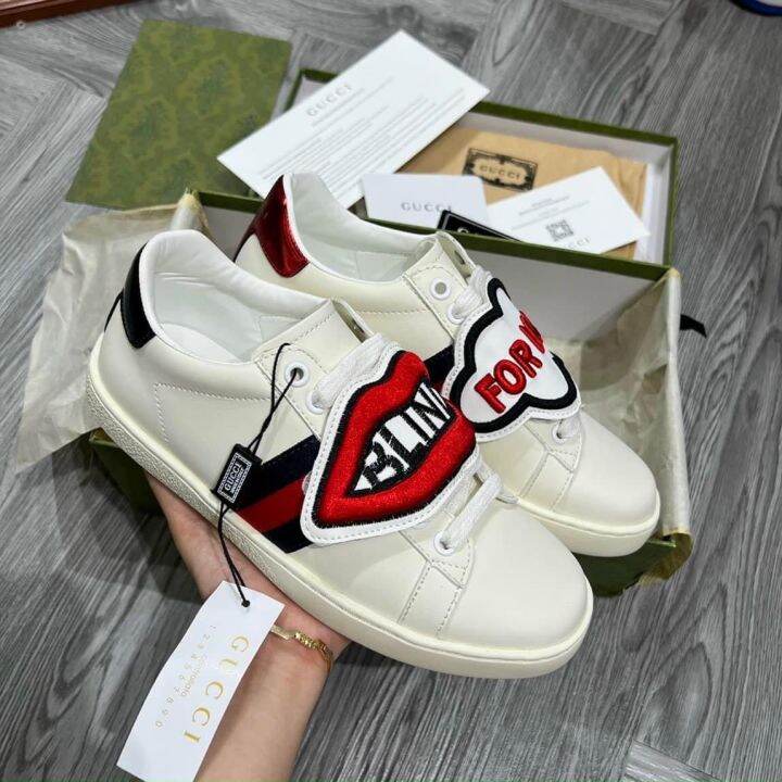 Giày Sneaker Gucci Rắn Thêu, GC Môi + Các Mẫu Nam Nữ buộc dây bản SC hộp  xanh FullBoxBill + THẺ 