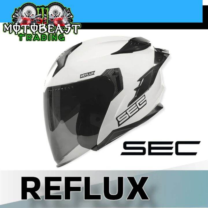 SEC Reflux Half Face Dual Visor Helmet w/ Free Extra Clear Visor and