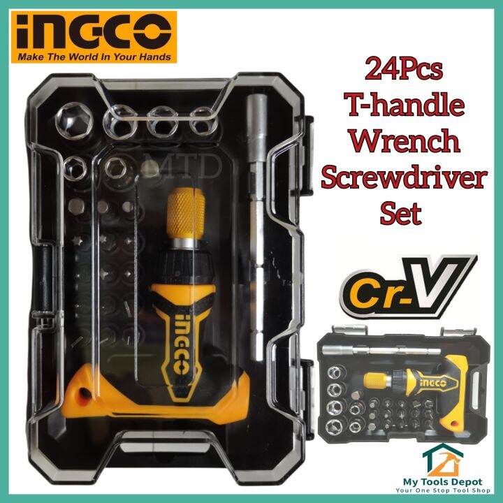 Ingco Original 24pcs T-handle Wrench Screwdriver Set HKSDB0188 | Lazada PH