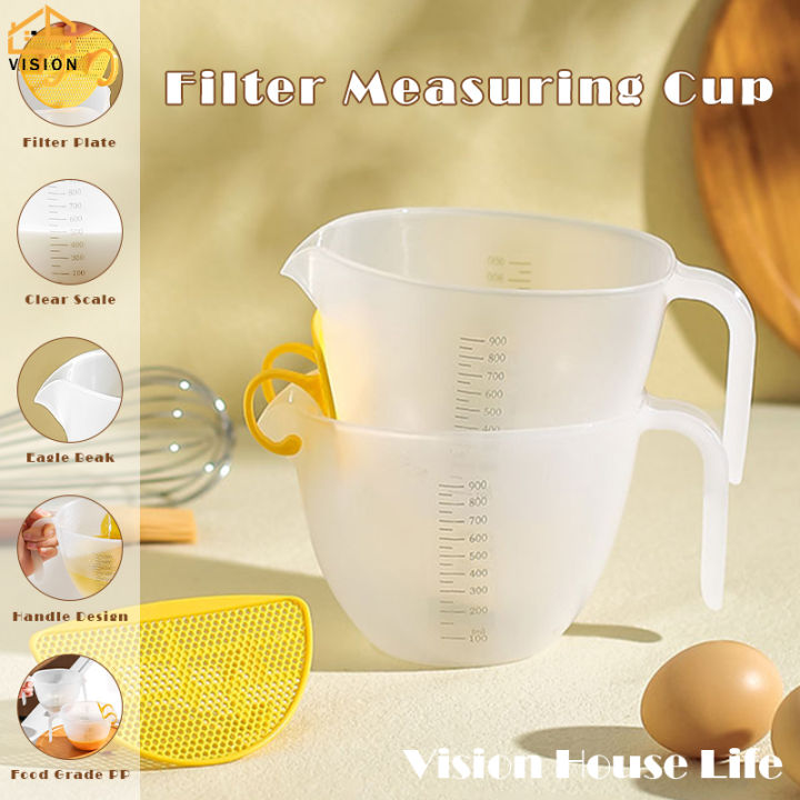 Filter Measuring Cup with Handle Large Capacity Multifunctonal