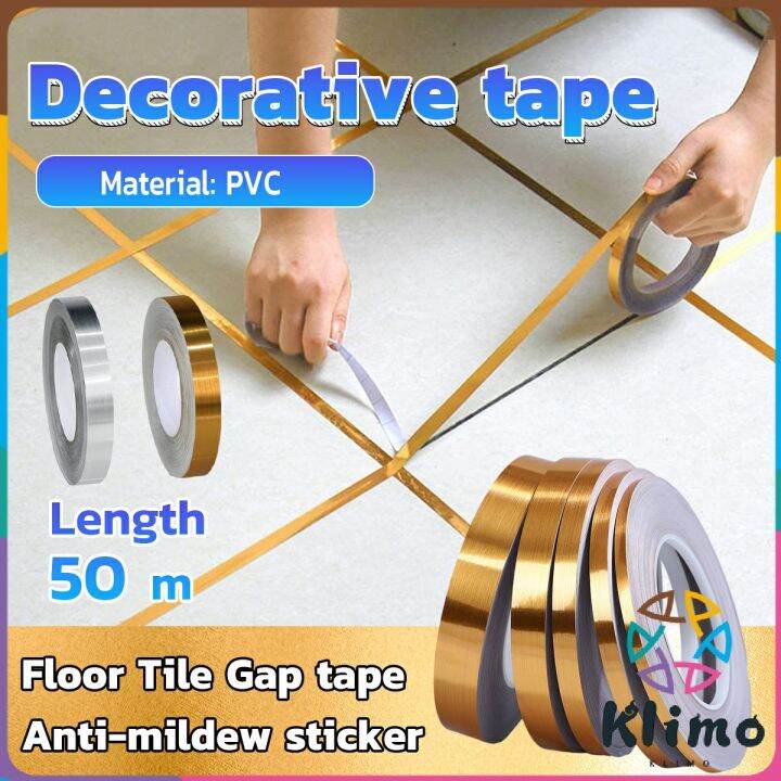 50M Floor Tile Gap Tape Wall Tile Strip Seam Sticker Gold/Silver Colors Waterproof Mildewproof
