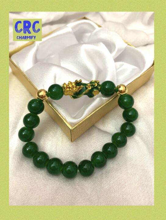 Feng Shui Green Jade Obsidian Pi Yao Lucky Charm Bracelet Lazada PH