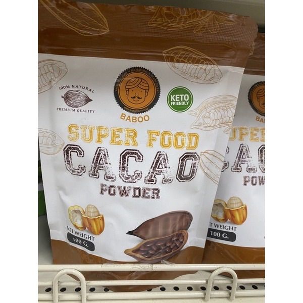 Super Food Cacao Powder Baboo Brand 100g ซุปเปอร์ฟู้ด ผงคาเคา ตรา บาบู ชงเป็นเครื่องดื่ม หรือ ผสมกับเครื่องดื่มหรืออาหาร ขนม ได้