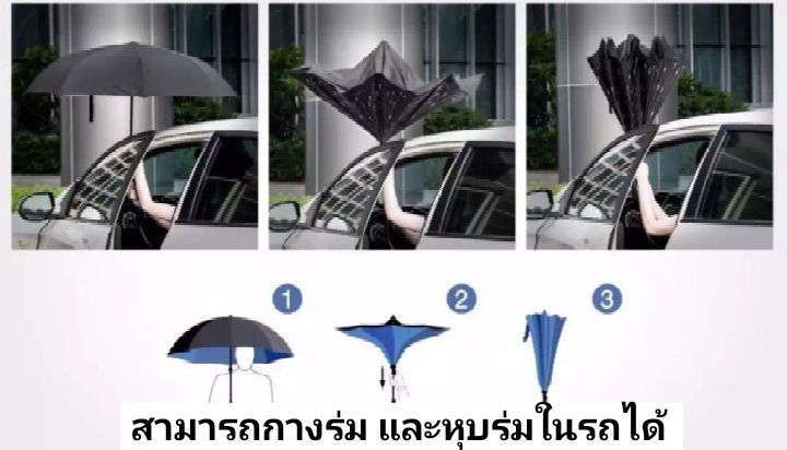 ร่ม-กลับด้าน-2-ชั้น-ร่มดับเบิลเอ-double-a-reverse-umbrella-ขนาดร่ม-23-นิ้ว-ช่วยป้อง-uv-จากแสงแดด-กางร่มและหุบร่มในรถได้