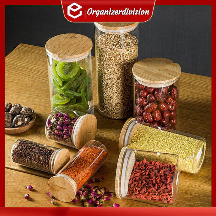 Round Glass Jar Airtight Jar Food Storage Jar canisters and jars glass