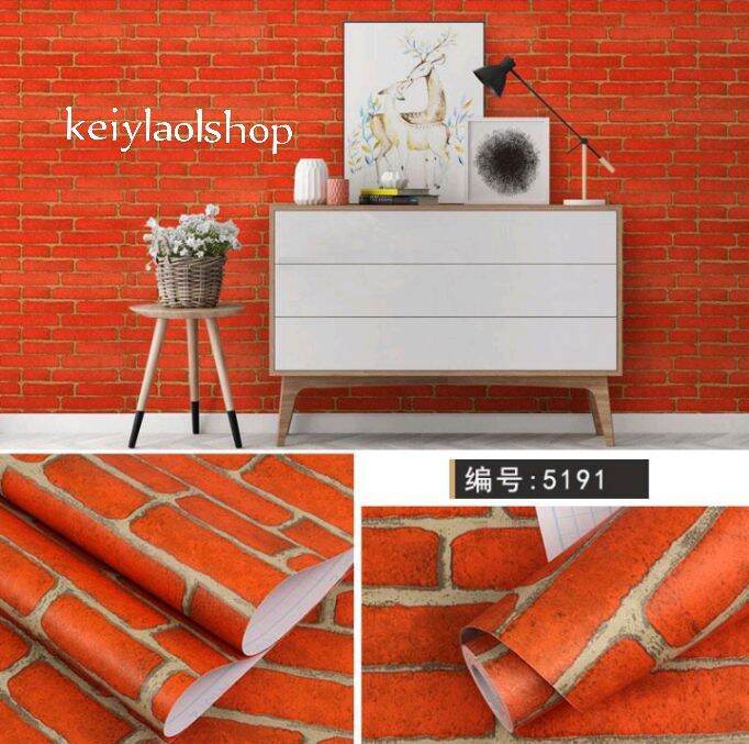 wallpaper dinding/sticker dinding motif bata ukuran 45x100cm Lazada