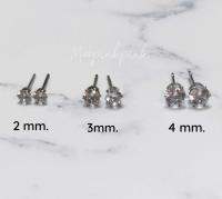 ต่างเพชรเดี่ยว​ ต่างหูเพชร​CZ​ ขนาด​ 2​mm./3mm./4mm.​ [ราคา/คู่]