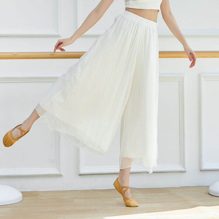 Classical Dance Practice Dance Pants Elegant Chiffon Loose Wide Leg