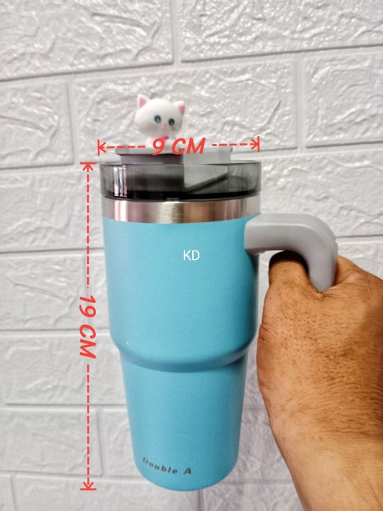 แก้วเก็บอุณหภูมิ-แก้วรักษาอุณหภูมิ-แก้วเก็บความเย็น-แก้วสแตนเลส-แก้ว-dobble-a-tumbler-gift-set-แก้ว-1-ใบ-ถุงผ้าใส่แก้ว-น้องแมว