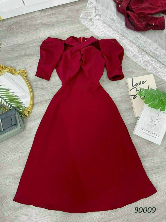 Đầm nữ đẹp, đầm đỏ mặc tết mẫu mới chất ford tôn dáng siêu đẹp màu ...