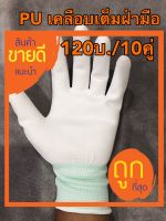 ถุงมือ PU เคลือบยางเต็มฝ่ามือ(10คู่ ราคา 120บ.)ถุงมือไนล่อน,ถุงมือผ้าไนล่อน