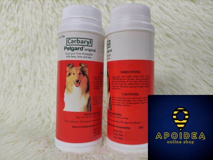APOIDEA SHOP Petgard (Carbaryl) Flea and Tick Dog Powder (120g) ANTI