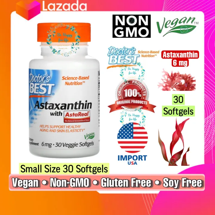 Doctor's Best , Astaxanthin with AstaReal, 6 mg, 30 Veggie Softgels
