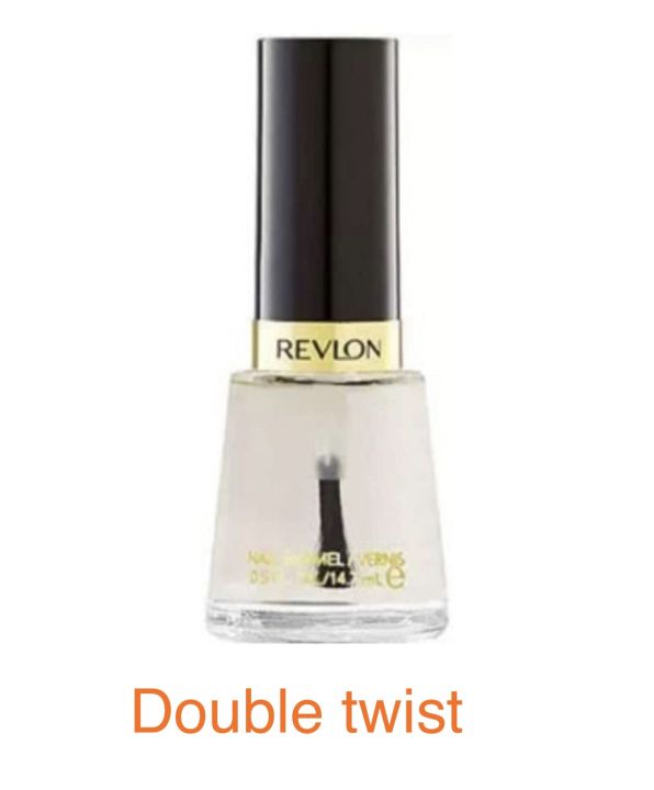 Revlon Double Twist Nail Polish เรฟลอนสีทาเล็บ สีใส สำหรับทาก่อน/หลัง ลงสีเล็บ เล็บไม่เหลืองแห้งเร็ว