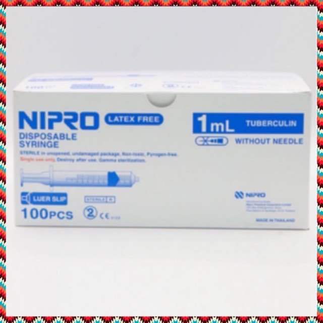 (ยกกล่อง 100 อัน) Syringe Nipro ไซริงค์ นิโปร 1ml กระบอกฉีดยา พลาสติก