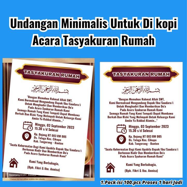Undangan Tasyakuran Rumah/Undangan Minimalis Untuk acara tasyakuran