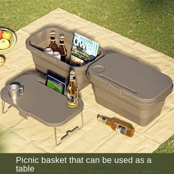 Outdoor picnic basket can be folded and carried. Large capacity picnic