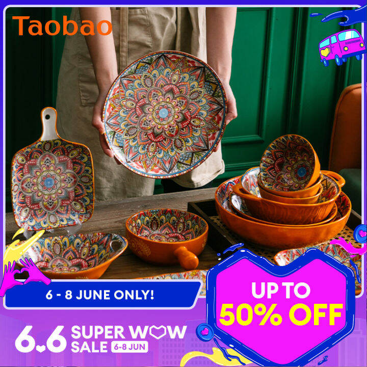 Dish Rice Bowl Set Chinese Style Household Soup Bowl Boiled Fish with Pickled Cabbage and Chili