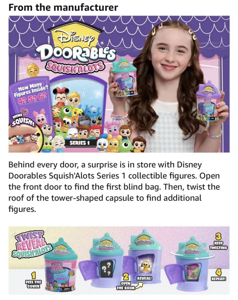 Disney Doorables Squish'Alots Series 1, Collectible Blind Bag Figures in  Capsule