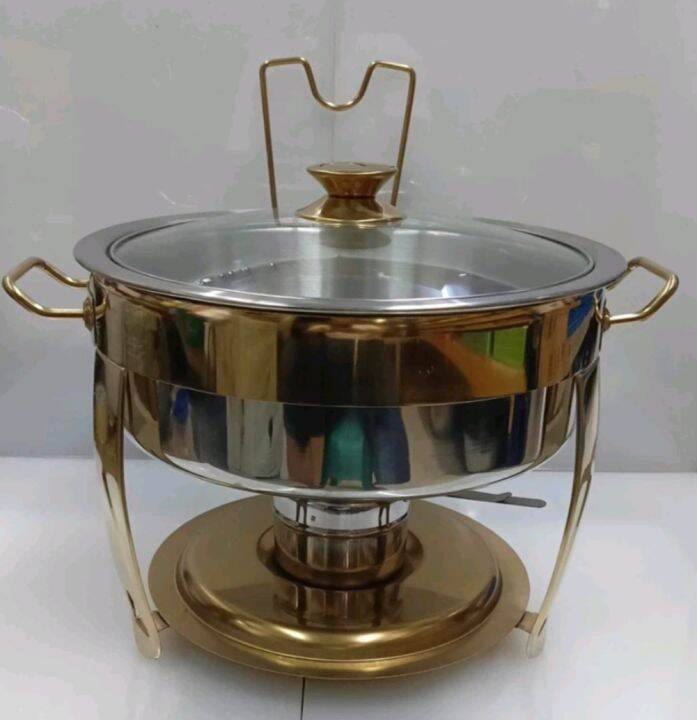 Round Food warmer gold with glass cover Lazada PH