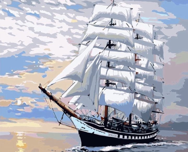Paint by numbers ภาพระบายสีตามตัวเลข ไม่มีเฟรม- Unframed paint by numbers : Clipper ship