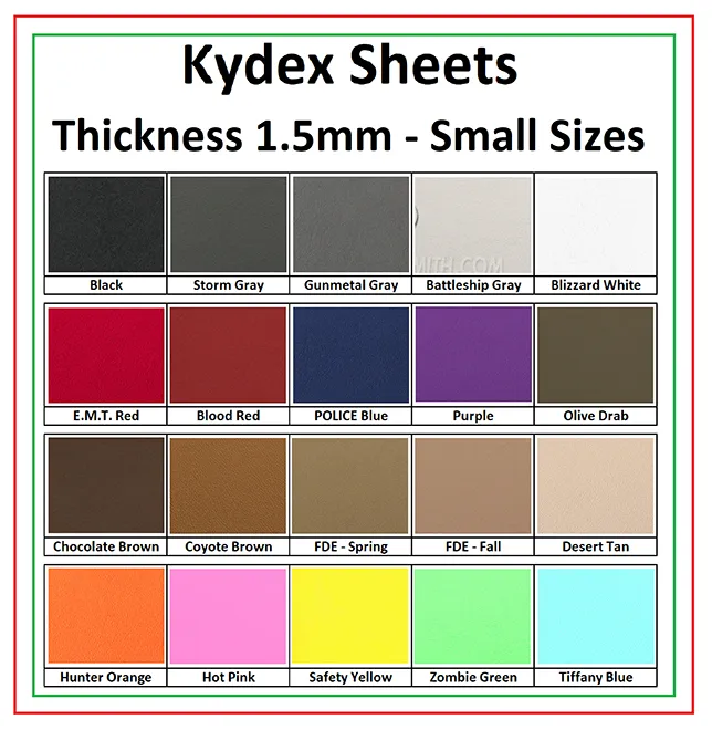 Kydex Sheet Made in USA Thickness 1.5mm Small Size Lazada