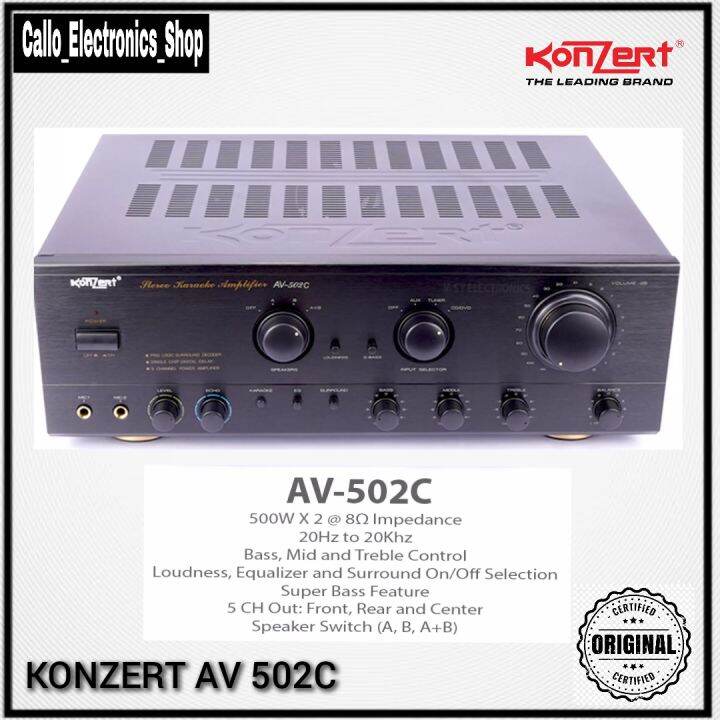 Original Konzert AV502C 500WATTS X 2CH Stereo Karaoke Amplifier
