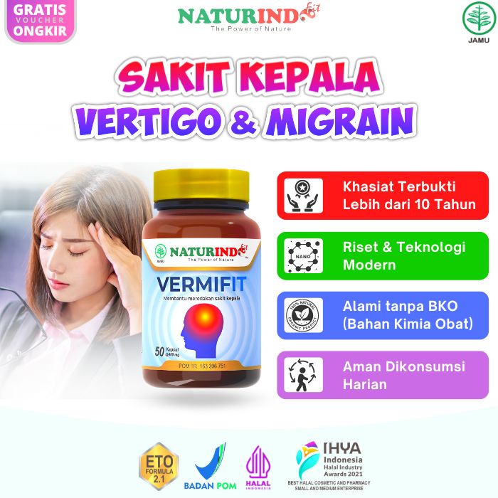 Vermifit Obat Sakit Kepala Menahun Pusing Vertigo Migrain Kliyengan