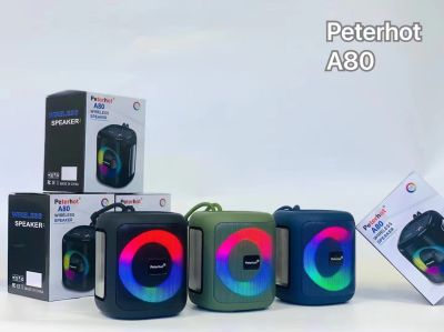 SY  Peterhot A80 ลำโพงบลูทูธกันน้ำ RGB ซับวูฟเฟอร์แสงหายใจแบบพกพากลางแจ้งไร้สายเสียงขนาดเล็ก