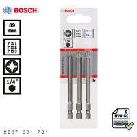 แพคx3 BOSCH Extra Hard Bit No.2607001761 ดอกไขควงแฉก 89mm. PZ1/2/3