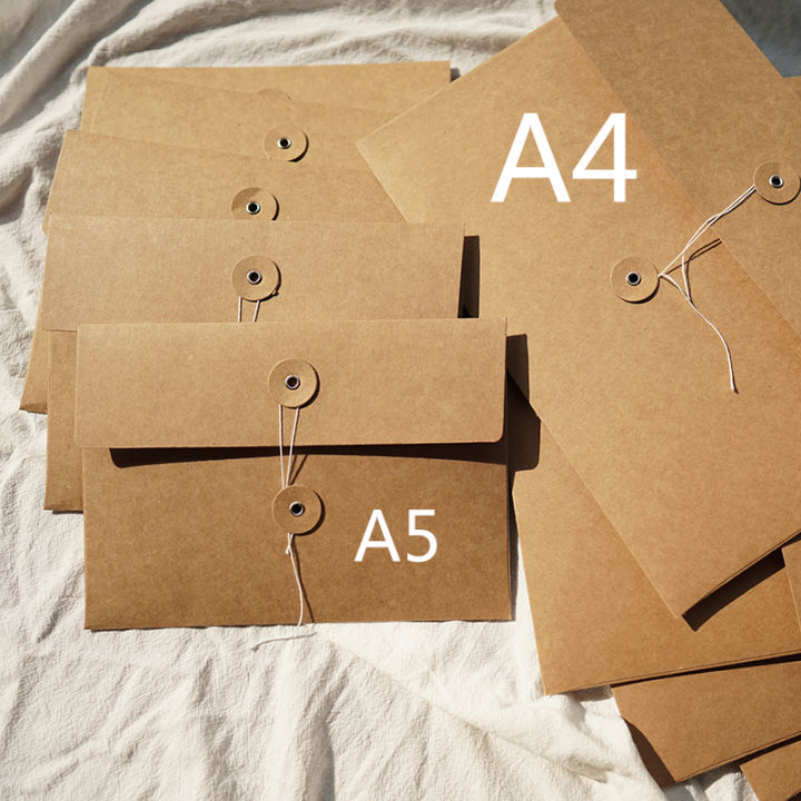 ซองใส่เอกสารแบบผูกหัวเข็มขัดขนาด-a4-a5ถุงเก็บโปสการ์ดซองกระดาษคราฟท์หนาพิเศษ300g
