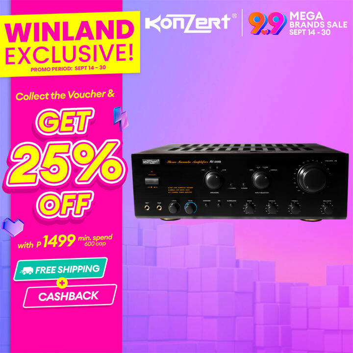 Konzert by Winland AV502B Surround Sound Karaoke Amplifier 500W x 2