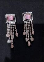 EVINCO JEWELRY STONES DANGLER EARRINGS LIGHT PINK