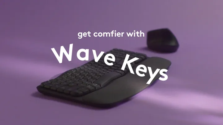 Logitech Wave Keys Wireless Ergonomic Keyboard with Cushioned Palm Rest,  Comfortable Natural Typing, Easy-Switch, Bluetooth, Logi Bolt Receiver, for