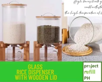 Rice Dispenser Glass And Wood